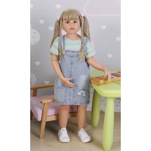 Pinky Reborn 39inch Reborn Toddler Dolls,Huge Baby Full Body Hard Vinyl Realistic Blond Hair Standing Girl Beautiful Dress Model Collectible Toddler Baby Girl