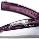 Rowenta Travel Iron, Pro Compact Stainless Steel Soleplate Hand Held Steamer Iron for Clothes, 200 Microsteam Holes, 1000 Watts Ironing, Fabric Steamer, Dual Voltage, Mini Iron, Purple, DA1560 (Small)