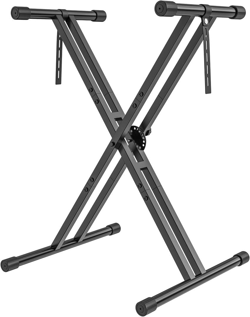 GLEAM Keyboard Stand, Iron Digital Piano Stand with Locking Straps - Heavy Duty, Double X Style, Fits 54-88 Key Electric Pianos, DJ, Turntables, Synths and Midi Keyboards. Load Capacity 100LB