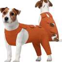 Kuoser Recovery Suit for Rear Legs, Thigh Wound Protective Sleeve, Recovery Sleeve for Female Male Dogs, Onesie After Surgery, Pet Surgical Suit for Spay Neuter, Brown M (M (Prioritize CHEST GIRTH:20.1-23.6''))