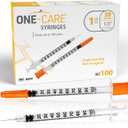 ONE-CARE Syringes 1 ml/cc, 29G x 1/2'' (12.7mm), Orange Cap, 100/box