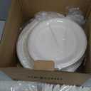 Gezond Compostable Paper Plates 250pcs Disposable Plates Heavy-Duty Paper Plates Biodegradable White Plates for Party Sugarcane Plates Cornstarch Forks Knives Spoons for 50 Guests