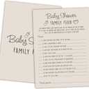 Baby Shower Family Feud Game - 30 Cards, Answer Key, Gender Neutral Decorations for Boy & Girl - Light Brown