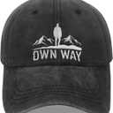 Mens Cotton Baseball Cap, Dad Gifts from Son Daughter Wife for Men Adjustable Stay Wild Embroidered (Black)