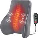 COMFIER Lumbar Support Pillow, Back Support for Office Chair, Car Seat Cushions with 3 Vibration Modes & 2 Heat Levels-Gray