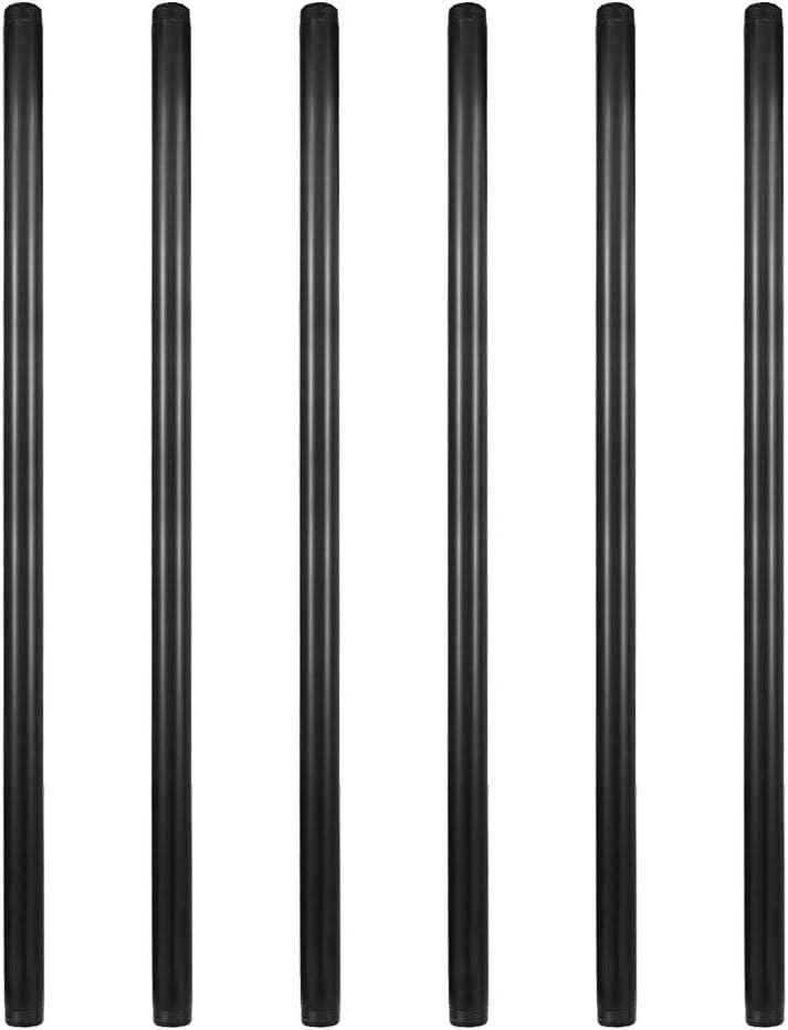 GeilSpace 6 Pack 3/4" 36" Pre-Cut Black Metal Pipe, Industrial Steel Fits Standard Three Quarters Inch Black Threaded Pipes and Fittings - Vintage DIY Industrial Shelving (3/4" 36")