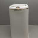 Sooyee 40L Automatic Trash Can with Lid,10.5 Gallon Bathroom Trash Can Smart Motion Sensor for Bedroom, Bathroom, Kitchen, Office, White and Gold Border Trash Bin,3 Opening Modes