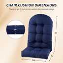 Outdoor Adirondack Chair Cushions Set of 2, Non-Slip Waterproof High Back Tufted Patio Seat Pads for Porch Rocking Chair 44"x19.6"x4.7", Navy Blue