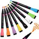 YUNAI Liquid Chalk Markers for Blackboards Magnetic, PCS Dry Erase Glass Markers Chalk Pen for Chalkboard and Glass, Fine Tip Neon Color Erasable Markers