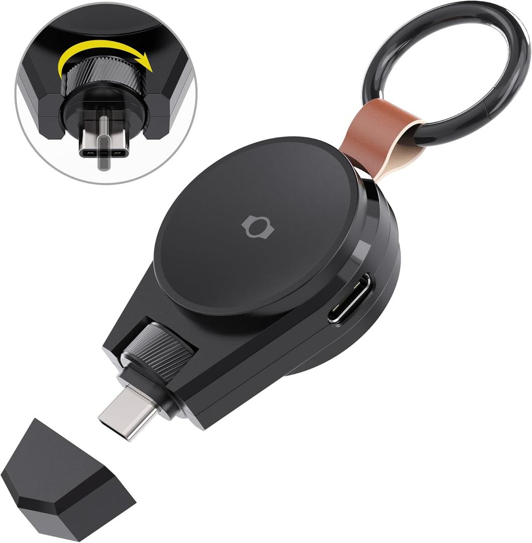 Portable Charger for Samsung Galaxy Watch 7/8, 2 in 1 USB-C Travel Charger Compatible with Galaxy Watch 8/7/6/6 Classic/5 Pro/4/3, 90 Rotatable Smartwatch Charging for Galaxy (No Built-in Battery)