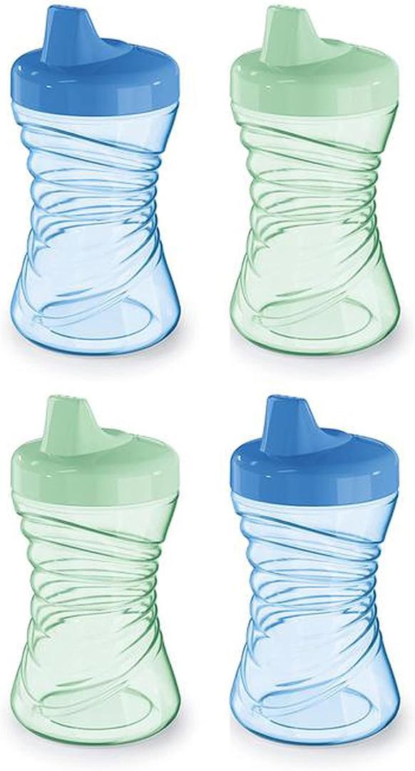 NUK Fun Grips Hard Spout Sippy Cup, 10 oz. | Easy to Hold, BPA Free, Spill Proof Toddler Cup, 4pk (Blue/Green)