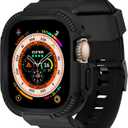 OROBAY Rugged Band Compatible with Apple Watch Ultra 3/2/1 Band 49mm with Case, Shockproof Strap for iWatch Ultra 3/2/1 with Bumper Case Cover Men Women, Black