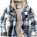WINDFIT Women's Full Zip Fleece Flannel Jacket Plaid Sherpa Lined Jacket for Women, S