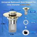 Bathroom Sink Drain Strainer,(4PCS) Pop-up Sink Drain Strainer with Removable Stainless Steel Strainer Basket Hair Catcher, Bathroom Sink Strainer for Bathroom Sink Stopper Replacement