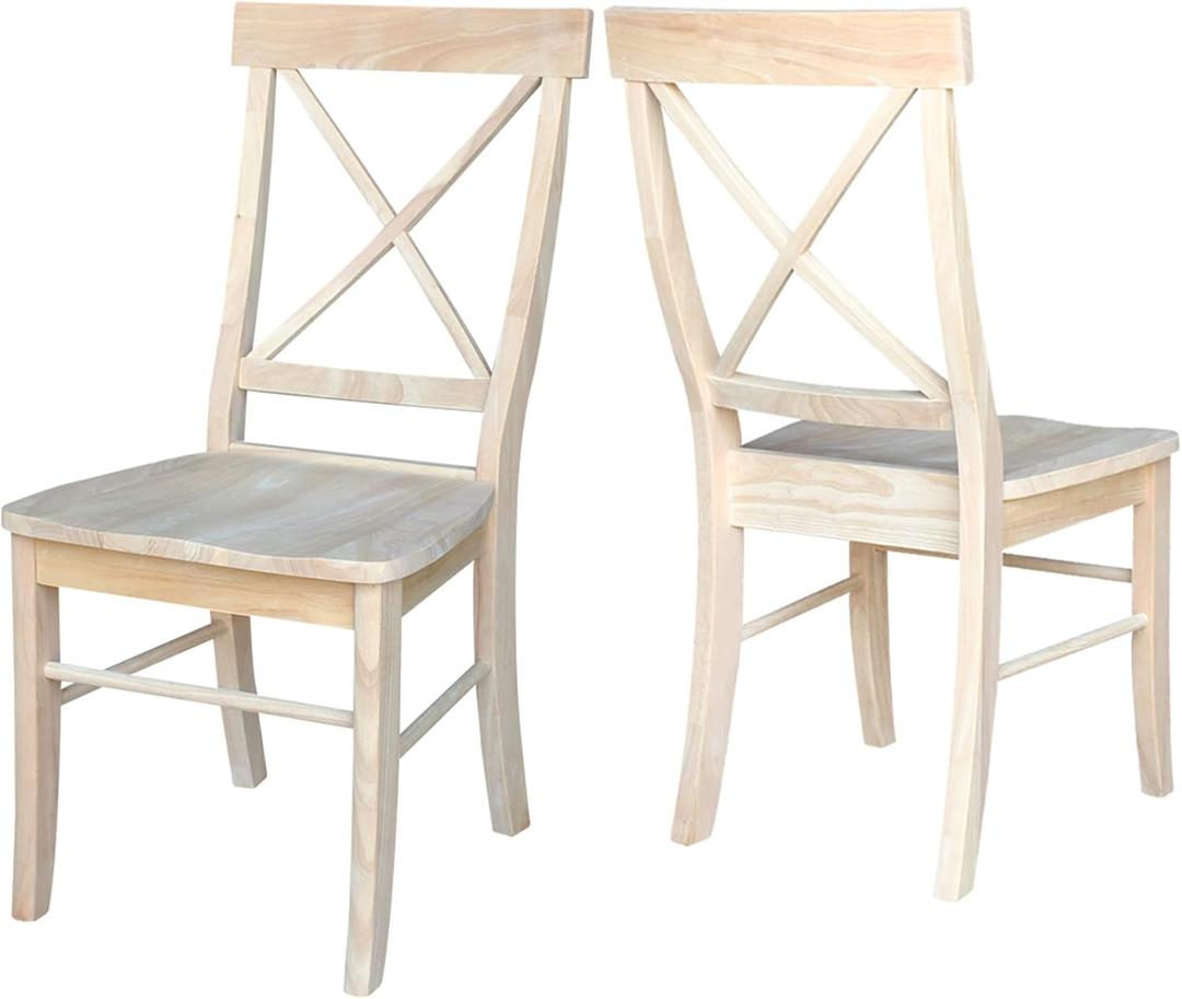Set of Two X-Back Dining Chairs, Unfinished