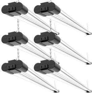 Sunco 6 Pack LED Shop Lights for Workshop 4FT, Linkable Garage Lighting, 4500 LM, 40W (150W Equivalent), 5000K Daylight, Surface + Suspension Mount, 48 Inch Integrated Fixture, Black.