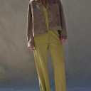 SeekMe Women's 2025 Sweater Set Sleeveless Button Down Vest Wide Leg Pants 2 Piece Outfits Summer Casual Matching Loungewear (Green, S)