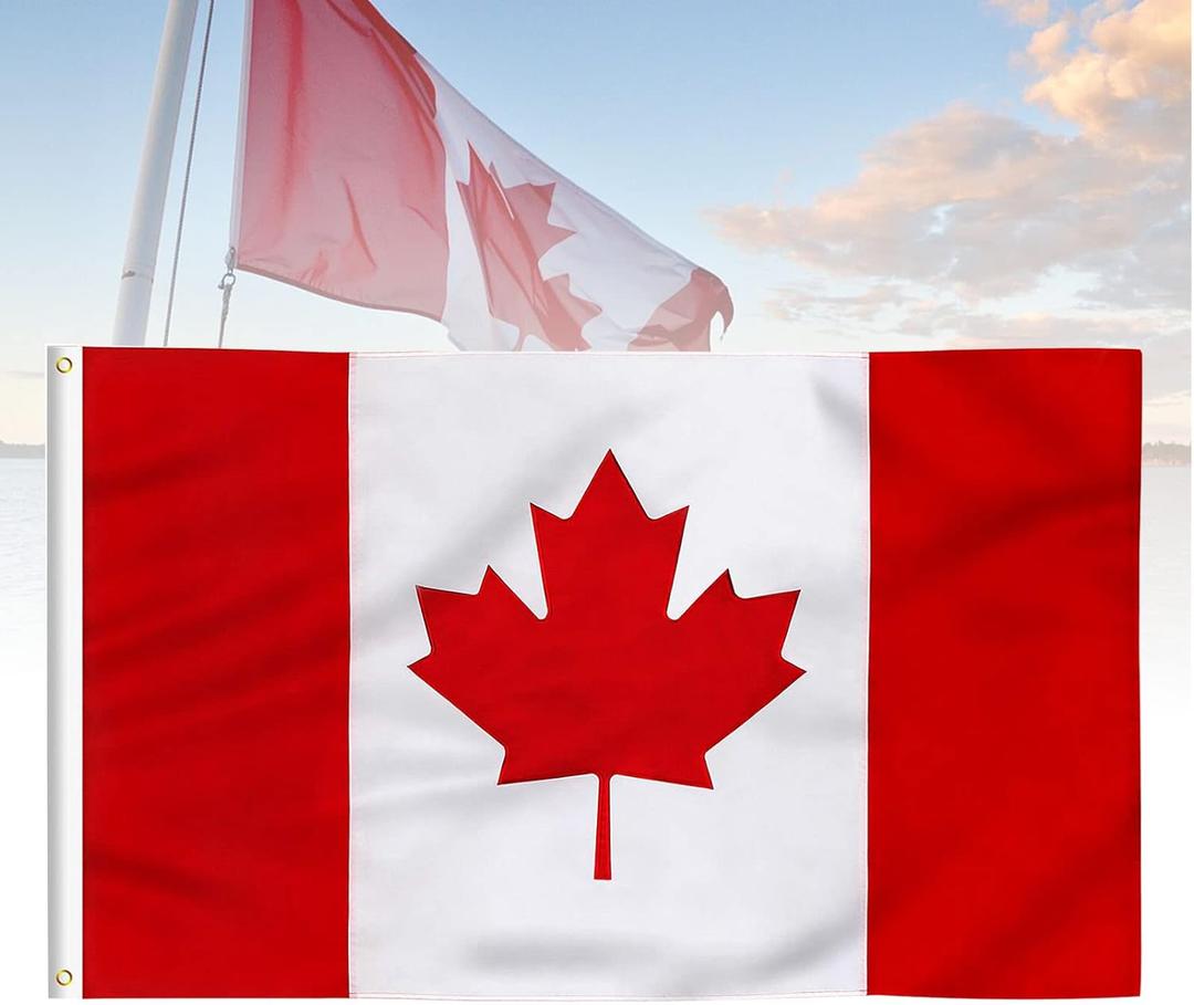 Canada Flag 5x8 FT, Large Canadian Flags Durable Embroidered Maple Leaf with Vivid Color, Triple Stitching, Canvas Header and Brass Grommets for All-Weather Outdoor Display