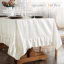Vonty Ruffle Tablecloth White Satin Tablecloth - 60" x 102", Silky Table Cloth Rectangle Scalloped Table Cloth Farmhouse Tables Cover Silk Tablecloths Vintage Tables Skirt for Kitchen Dining