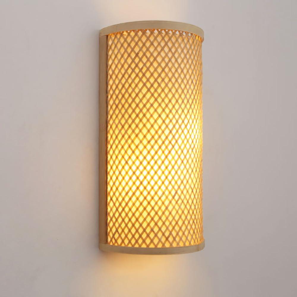 Rustic Bamboo Wall Sconces, Boho Wall Lamp, Cute Rattan Wall Light Fixture, Little Wall Mounted Light for Bedroom Hallway Stairway