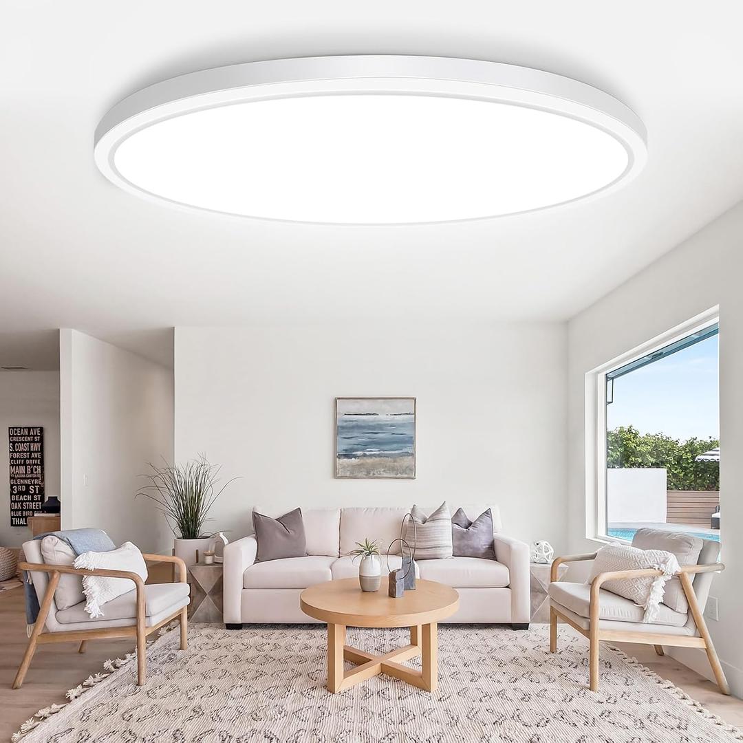 Brightever 19 Inch Large Flush Mount Ceiling Light Fixtures, 4200LM 360W Equivalent, 5000K Daylight White, 0.67 Inch Ultra Thin Surface Mount LED Ceiling Lights for Living Room, Non-Dimmable, 1 Pack