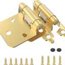 1/2" Overlay Cabinet Hinges, 20 Pack Self Closing Flush Mount Hinges with Door Bumper, Variable Decorative Hardware for Bathroom, Furniture, Kitchen Cabinet Doors, Brass Gold