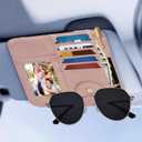 4 x Visor Organizer, Pink Sunglass Holder For Car, Sunvisor Organizers with Multiple Pockets and Picture Frame, Essential Car Interior Accessories for Women and Men