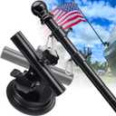 Flag Pole Kit with Suction Cup Holder - 5ft Stainless Steel Flagpole, 400lbs Suction Secure Mount with 0-90 Adjustable Angle - No Drill, Rustproof for Outdoor Camper,Rv, Boats,Truck,Suvs