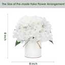 Flower Table Centerpieces - Artificial Wedding Hydrangeas Floral Arrangement with Rustic Metal Vase for Bridal Tea Party Event Decorations (White, Set of 3 Floral Arrangement)