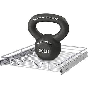 HOLDN’ STORAGE Pull Out Cabinet Organizer, Heavy Duty Caddy  -20”W x 21”D - Requires At Least 21-1/4” Cabinet Opening, Steel Metal Cabinet Drawers Slide Out, Chrome