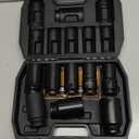 Axle Nut 3/4" Drive Deep Impact Socket Set, SAE, 1" to 1-1/2", 8pcs Heavy Duty Impact Socket Set for Large Auto Repairs, Agricultural implement (8pcs 3/4)