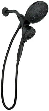 MOEN Magnetix 6-Spray Patterns with 1.75 GPM 6.75 in. Wall Mount Dual Shower Heads and Handheld in Matte Black