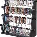 4 Tier Wooden Bracelet Holder, Bangle Watch Necklace Display Storage Antique Bracelet Display Stand Jewelry Holder Stand for Store, Showcase and Home Storage Black 4 Tier Wooden Bracelet Holder