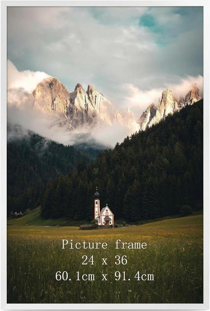 Giftgarden 24x36 Poster Picture Frame White, Textured Metal Frame 36x24 for Wall Display, Single