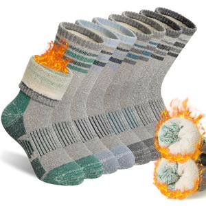 SeeyAN Kids Merino Wool Hiking Socks Boys Girls Thermal Winter Warm Boot Toddlers Thick Cushion Socks 4 Pairs (4-7 Years)