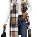NO BRAND Womens Fall Flannel Plaid Vest Button Down Sleeveless Shirt Jacket With Pockets Khaki 24W