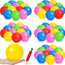 Junkin 100 Pack Knobby Balls Bulk with 1 Air Pump Set 5.5" Sensory Bouncy Plastic Small Globe Inflatable Spiky Massage Stress Fidget Toy Playground Balls for Party Favors(Assorted Color)