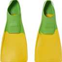 Sporti Adult-Kids Short Swim Fins, Floating Fin for Swimming & Snorkeling, Swim Flippers for Training - YellowGreen - Toddler 11-12