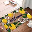 Door Mat Cute Lemons with Flowers Welcome Non-Slip Mats Funny Summer Spring Doormat Indoor Outdoor Decor for Bathroom Kitchen Front Porch Rugs Home Decoration Entrance 16 * 24in/40 * 60cm