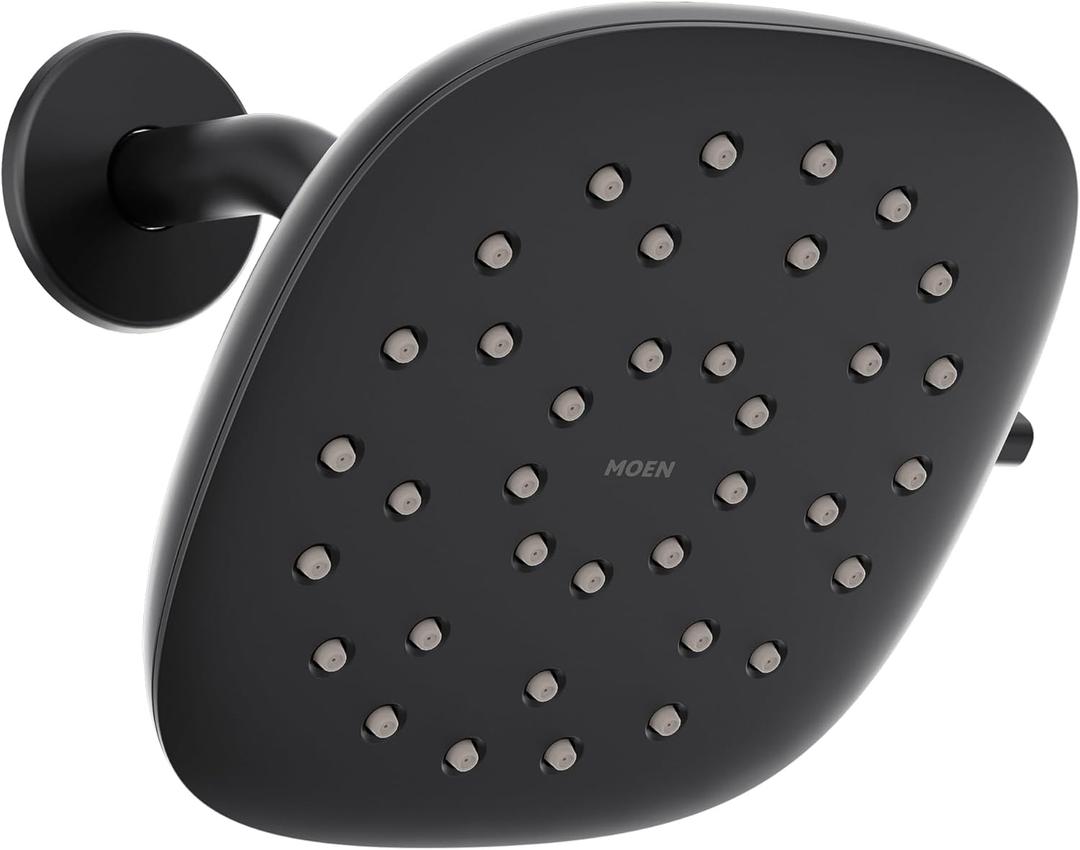 Moen Verso Eco-Performance Infiniti Dial Square Rain Shower Head, 6-Inch Diameter Spray Head, Matte Black, 220R4EPBL