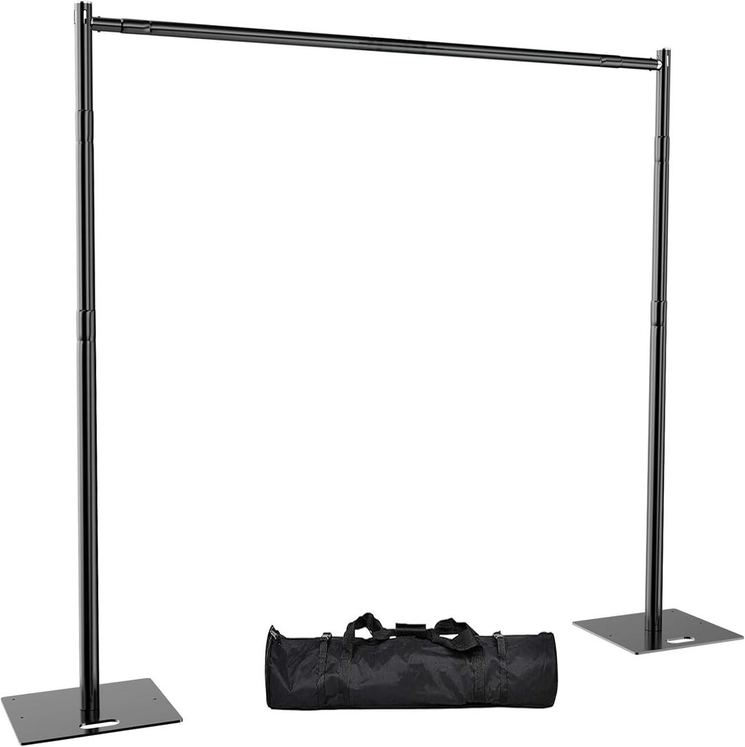 Pipe and Drape Backdrop Stand 8FT x 10FT, Adjustable Backdrop Stand Heavy Duty, Background Stand, Backdrop Stand for Parties, Photography, Wedding, Birthday Decoration (8ft x 10ft)