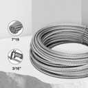 Thickened 3/16" Stainless Steel Cable, 100ft Wire Rope, 7X19 Strands Aircraft Cable, 3700lbs Breaking Strength, Zip Line for Heavy Duty Applications, Deck Railing, String Lights & Yard Zipline