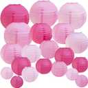 Winlyn 20 Pack Pink Paper Lanterns Party Decorations Hanging Round Chinese Paper Lanterns 4" 6" 8" 10" 12" for Valentine's Day Wedding Pirate-Themed Birthday Engagement Baby Showers Ceiling Decor
