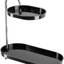 Tier Bathroom Organizer for Makeup and Accessories, 2-Tier Vanity Storage Shelf with Stainless Steel Brackets, 11.89x5.94x12.20 Inch Countertop Organizer for Cosmetics Toiletries Jewelry- Black, Pack of 2