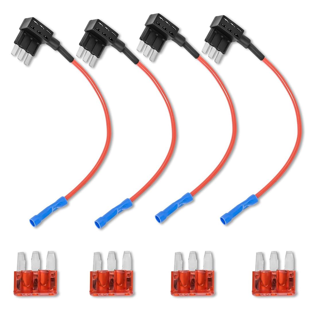 4 Pcs Micro 3 Fuse Tap Add-A-Circuit Expandable 12V Power Adapter for Underglow Lights, Interior LEDs, Car Accessories