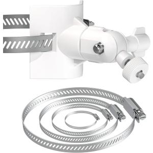 Universal Adjustable Stainless Mount Bracket Outdoor Security Camera 360 Degree hoop Hose Clamp Pipe Poles Mount No-drill holes Compatible with Reolink/Nest/Arlo/Eufy/Wyze and other camera (White)