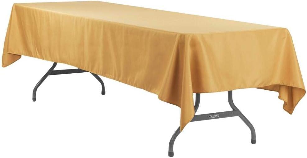 Elegant Gold Economy Polyester Rectangular Tablecloth - 60"x120" (1 Pc.), Durable Fabric & Vibrant Color - Perfect For Weddings, Events & Everyday Use