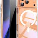 3 x Clear Phone Case for iPhone 17 Pro Max Case Magnetic with Privacy Screen Protector [Anti-Yellowing] Rugged Shockproof Protective Bumper Case 6.9" 2025 Transparent
