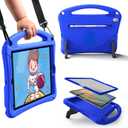 Bam Bino Space Suit Kids Case for iPad Pro 12.9" 3rd/4th/5th/6th Generation (2018-2022) Models [Not for iPad Pro 12.9 1st/2nd Gen] Screen Guard, Handle, Shoulder Strap, Pencil Holder (Galactic Blue)