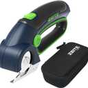 ZEITE 4V Cordless Electric Scissors,Cardboard Cutter with 2 Blades,Storage Box,USB Charging Cable,Power Rotary Cutter,Max Cutting 1/4",for Cardboard Box,Thin Carpet & Plastic, Easy to Hold and Safe